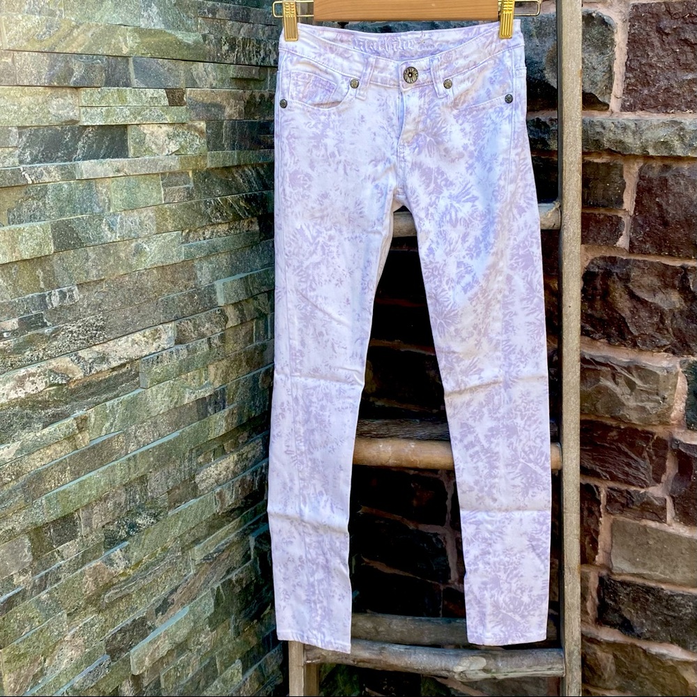 ✨MACHINE BRAND Y2K FLORAL COTTON STRETCHY SKINNY LOW RISE JEGGINGS JEANS 0